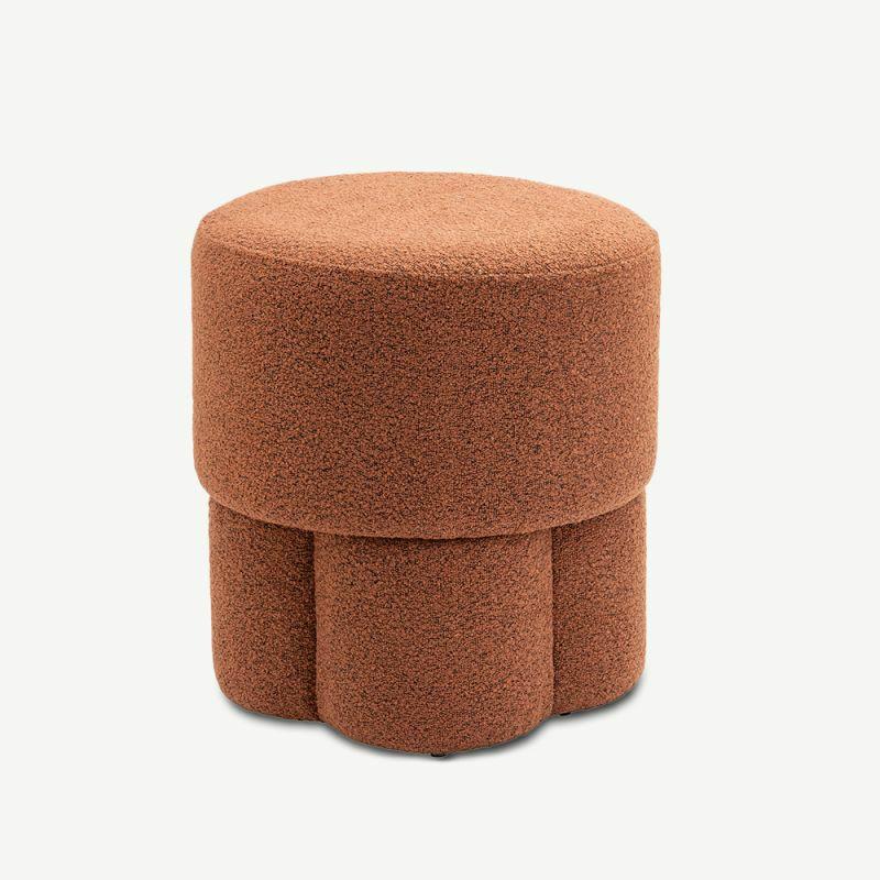 Pouffe |  Diana Bouclé Pouf, Rust Stools Pouffe