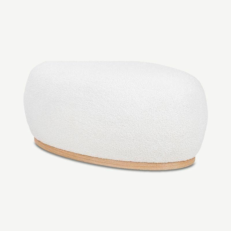 Pouffe |  Nanea Bouclé Pouffe, White Pouffe Grey