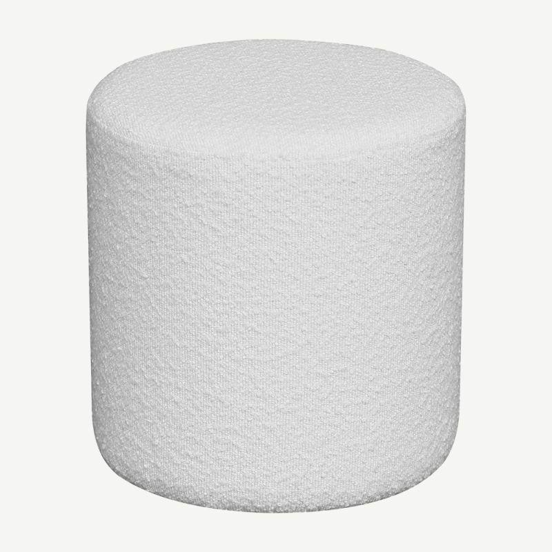 Pouffe |  Penelope Pouffe, White Bouclé Pouffe Pouffe