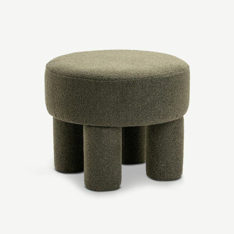 Pouffe |  Silas Bouclé Pouf, Green Pouffe Green