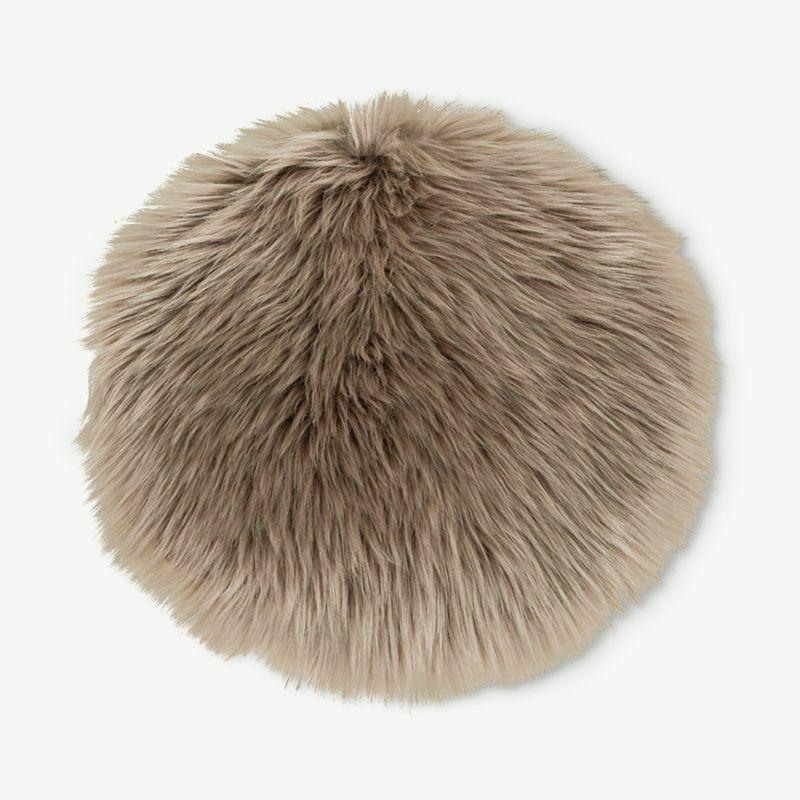 Rugs |  LASKI Round Artificial Lambskin Seat, Beige, Ø35cm Rugs Brown