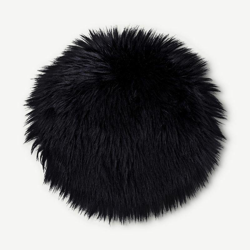 Rugs |  LASKI Round Artificial Lambskin Seat, Black, Ø35cm Rugs Black