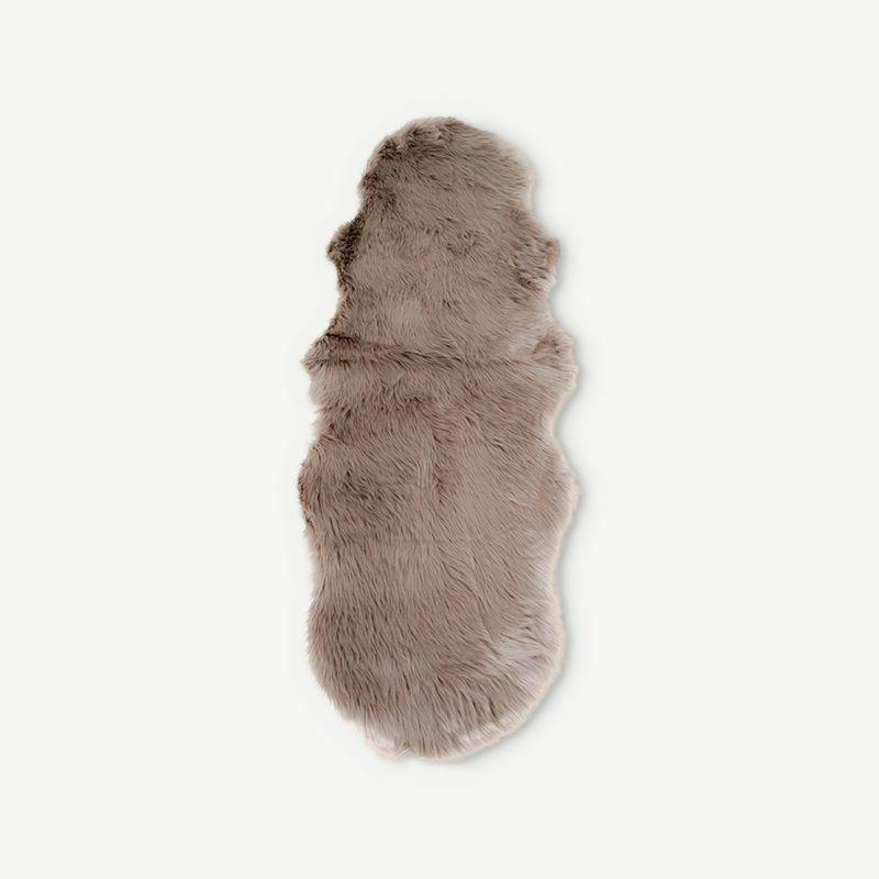 Runners |  Uta Artificial lambskin Rug, Beige, 60x180cm Rugs Brown