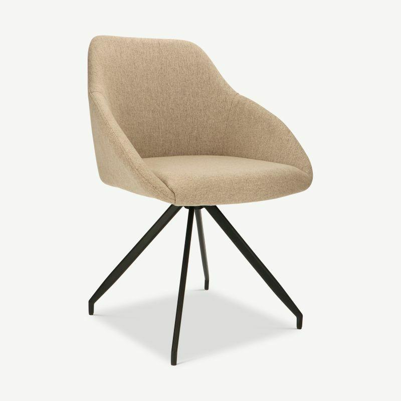 Scandinavian Chairs |  Marlow Swivel Dining Chair, Beige Fabric Chairs Beige