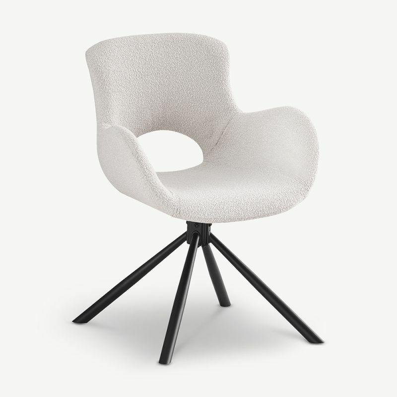 Scandinavian Chairs |  Neouve Swivel Dining Chair, Off White Boucle Boucle Chairs Boucle Chairs