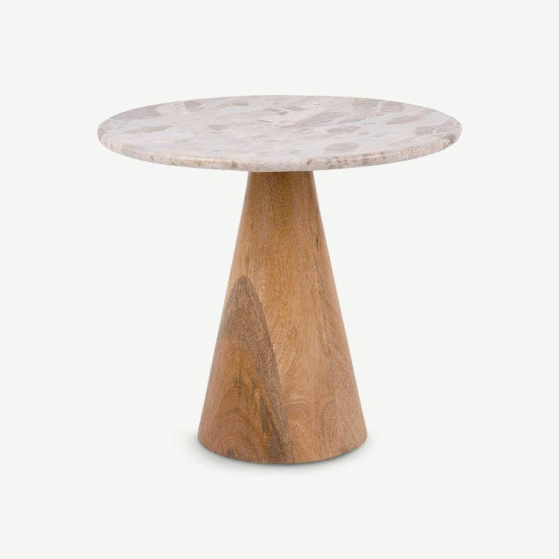 Side Tables |  Force Marble Side Table, Wood Side Tables Brown