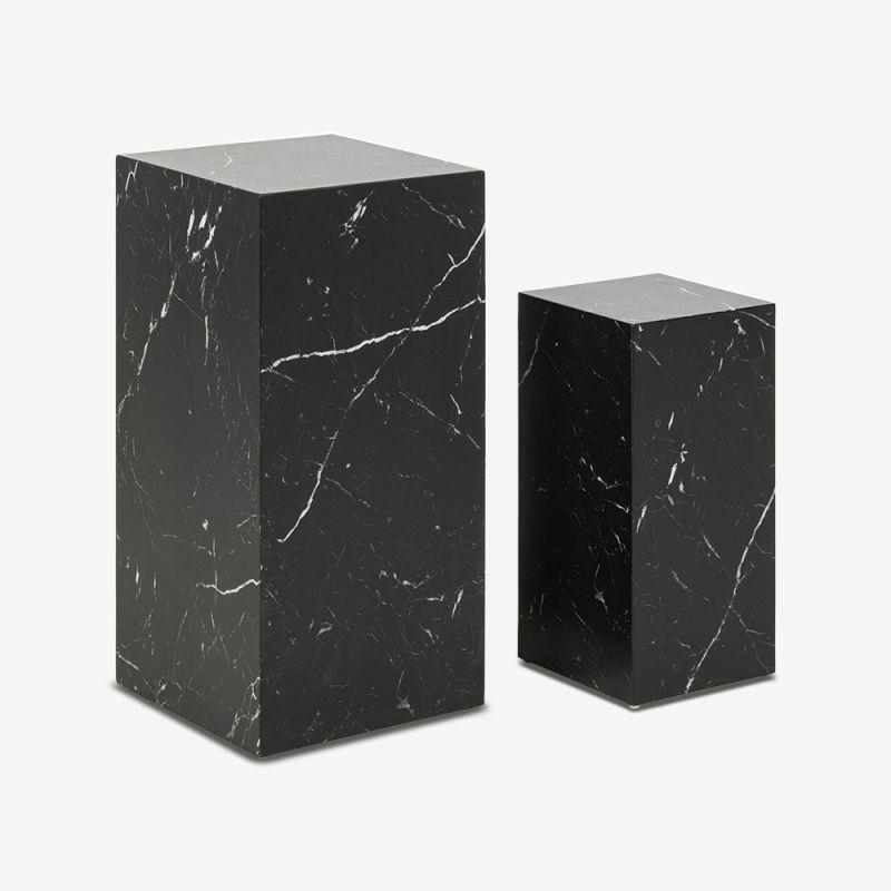 Side Tables |  Marble Pillar Side Table, Black Side Tables Black