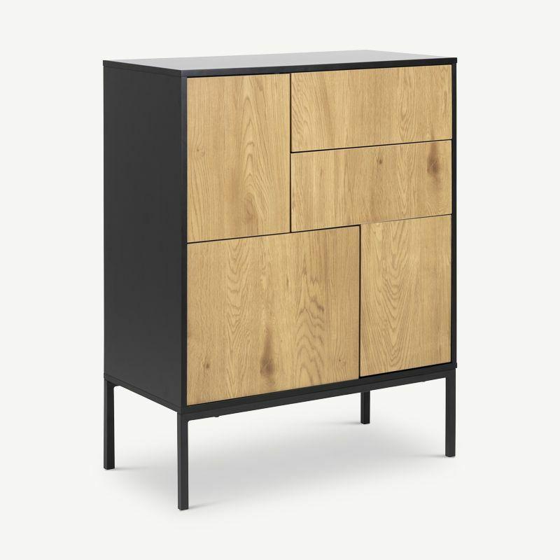 Sideboards |  Dover Sideboard, Black Wood & 2 Oak drawers (80 cm) Sideboards Black