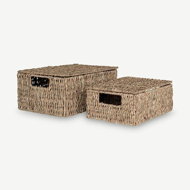 Storage Basket |  Indra Set of 2 Baskets, Brown Seagrass Storage Brown