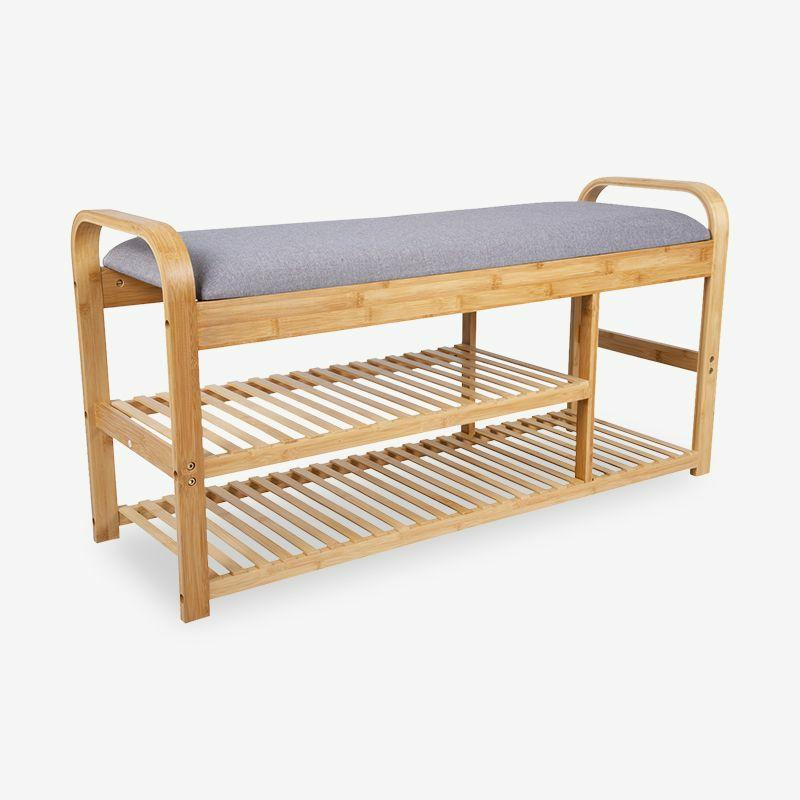 Storage Benches |  Arch Plus Bench, Bamboo & Grey Cushion Storage Storage Benches