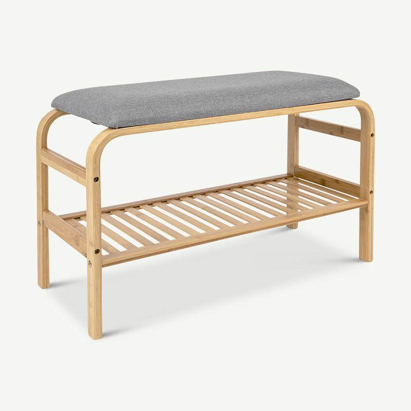 Storage Benches |  Dure Storage Bench, Bamboo & Grey Cushion Storage Grey