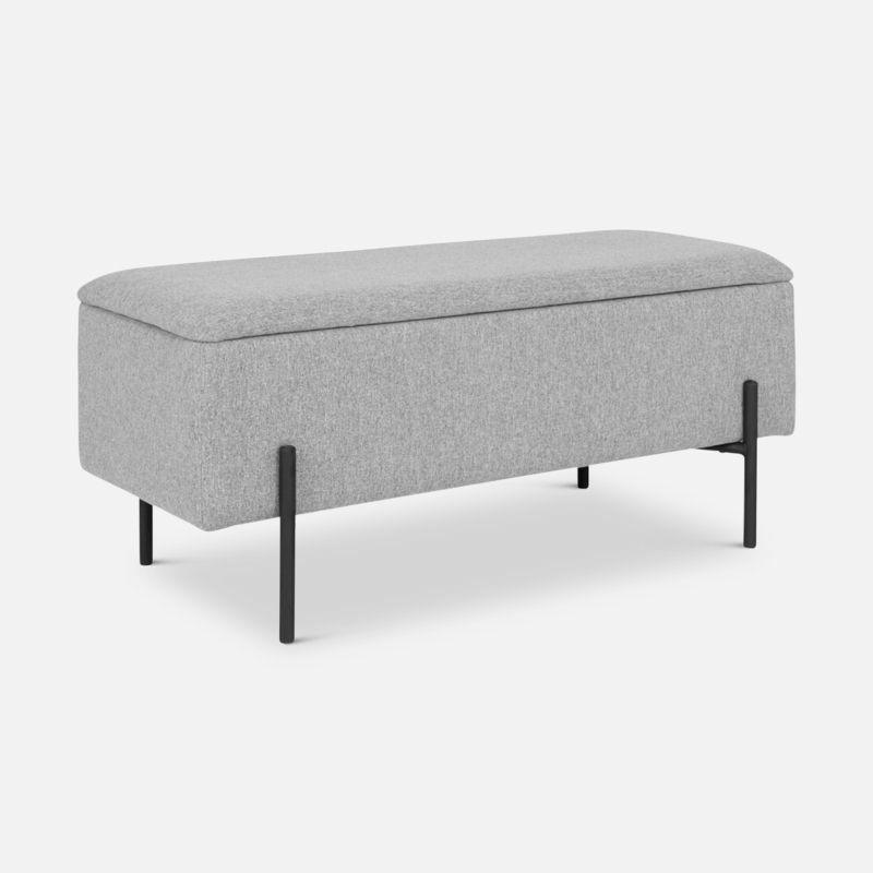 Storage Benches |  Watson Bench, Light Grey Polyester & storage Storage Grey