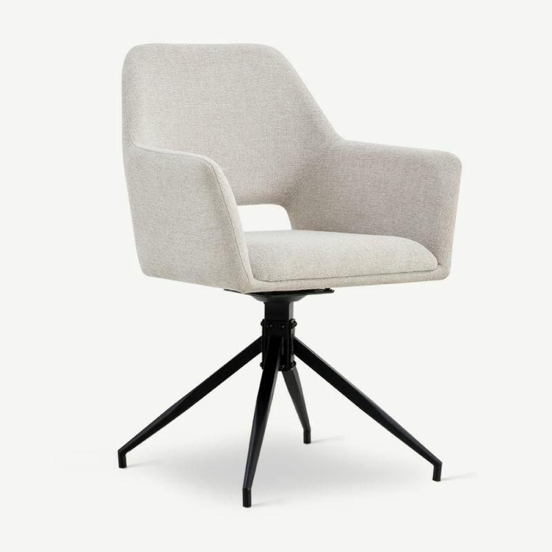 Swivel Chairs |  Aline Swivel Dining Chair, Beige Linen Chairs Beige