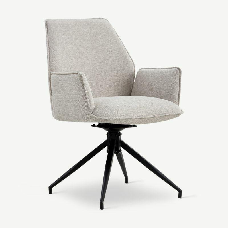 Swivel Chairs |  Davi Swivel Dining Chair, Beige Linen Chairs Beige