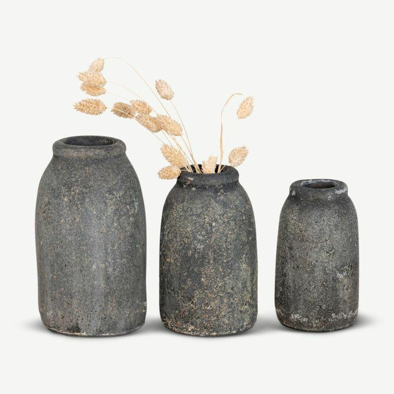 Vases |  Athene Decorative Vase, Antique Dark Grey 3 pcs Décor Grey