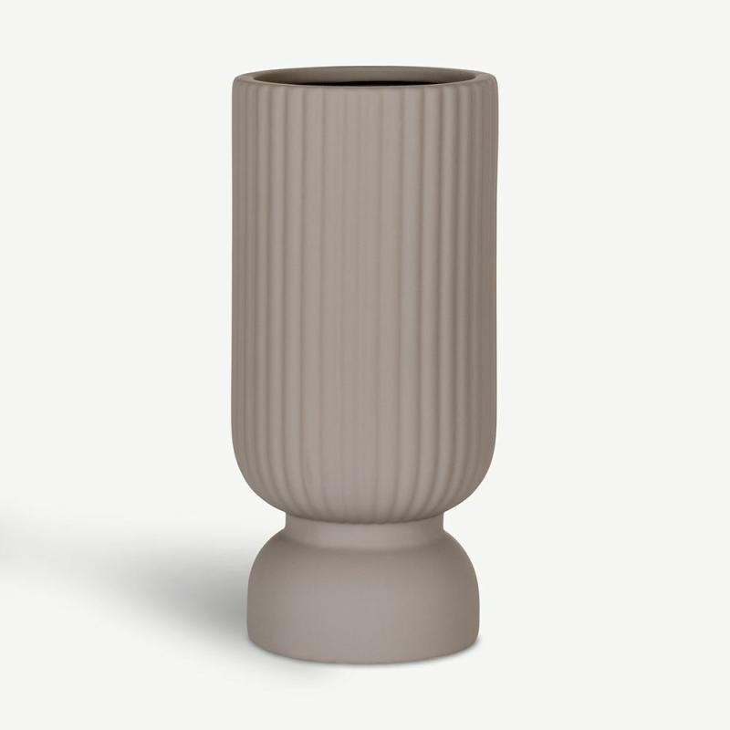 Vases |  Osiris Ceramic Vase, Grey Décor Grey