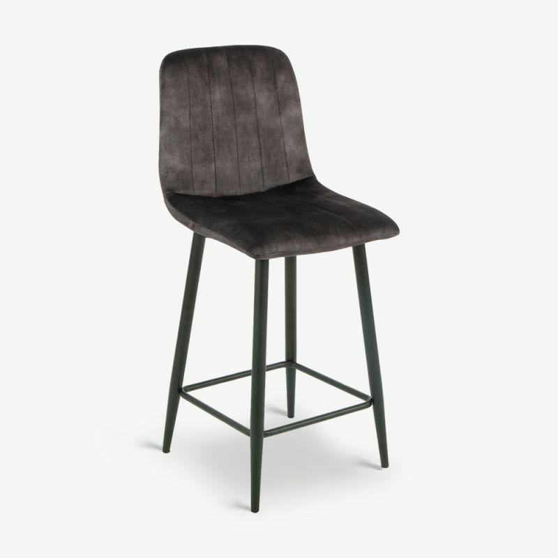 Velvet Barstools |  Hyrne Bar Stool, Anthracite Velvet Bar Stools Anthracite