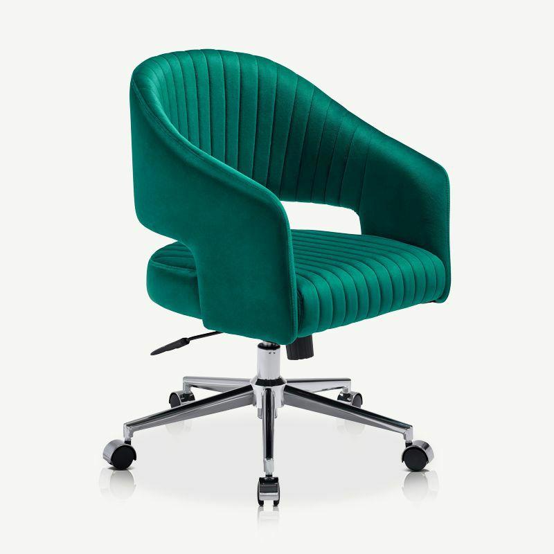 Velvet Chairs |  Constance Office Chair, Green Velvet & Chrome Chairs Green