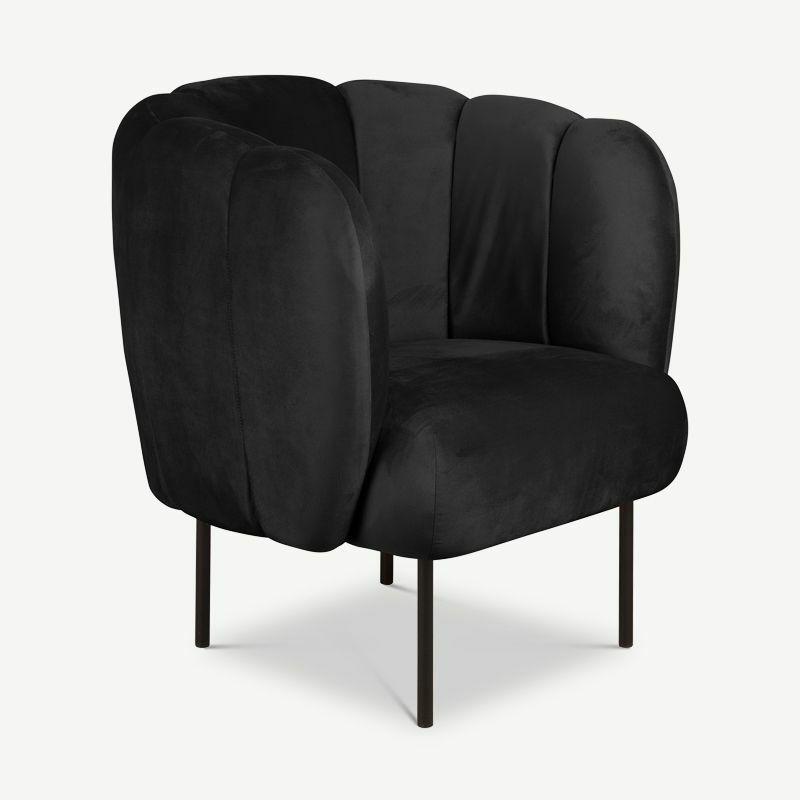 Velvet Chairs |  Lily Accent Chair, Black Velvet Armchairs Armchairs