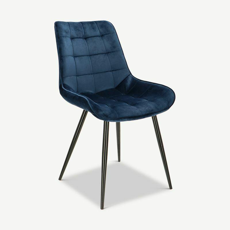 Velvet Chairs |  Lisboa Dining Chair, Blue Velvet & Black legs Chairs Blue