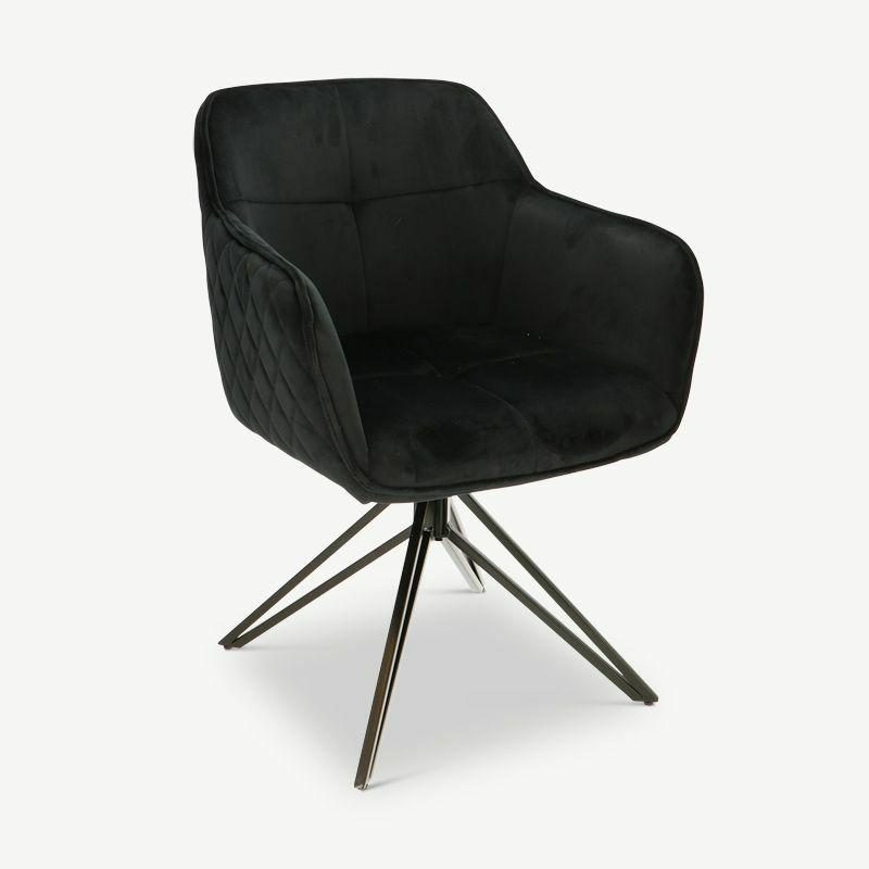 Velvet Chairs |  Venice Dining Chair, Black Velvet & Black legs Chairs Black