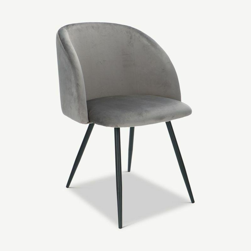 Velvet Chairs |  Vesper Dining Chair, Grey Velvet & Black legs Chairs Dining Chairs