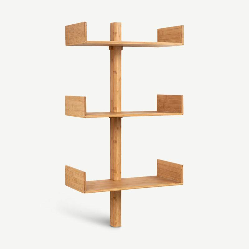 Wall Shelves |  Zephyr Triple Wall Shelf, Bamboo Storage Natural