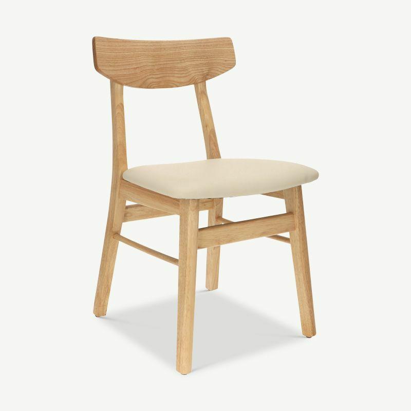 Wooden Chairs |  Jenson Dining Chair, Wood & Ivory PU Leather seat Chairs Dining Chairs