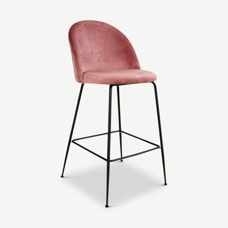 Bar Stools |  Paris Bar Stool, Pink Velvet & Black legs Bar Stools Bar Stools