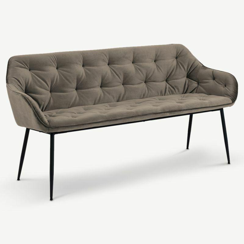 Benches |  Brooke 3 Seater Dining Bench, Taupe Velvet Benches Benches