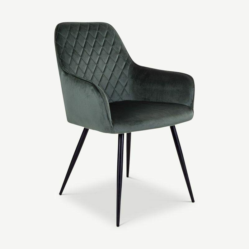 Dining Chairs |  Harbour Dining Chair, Green Velvet & black legs Chairs Dining Chairs