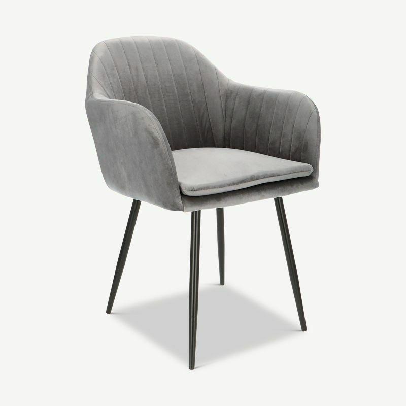 Kitchen Chairs |  Brando Dining Chair, Grey Velvet & Black legs Chairs Dining Chairs