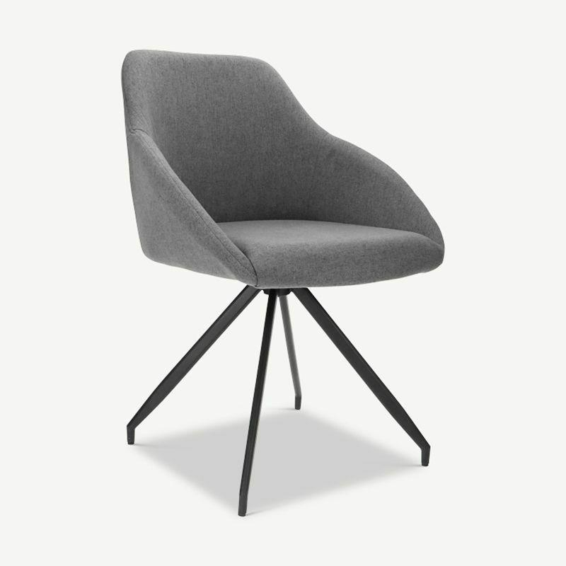 Kitchen Chairs |  Marlow Swivel Dining Chair, Grey Fabric & Steel Chairs Dining Chairs