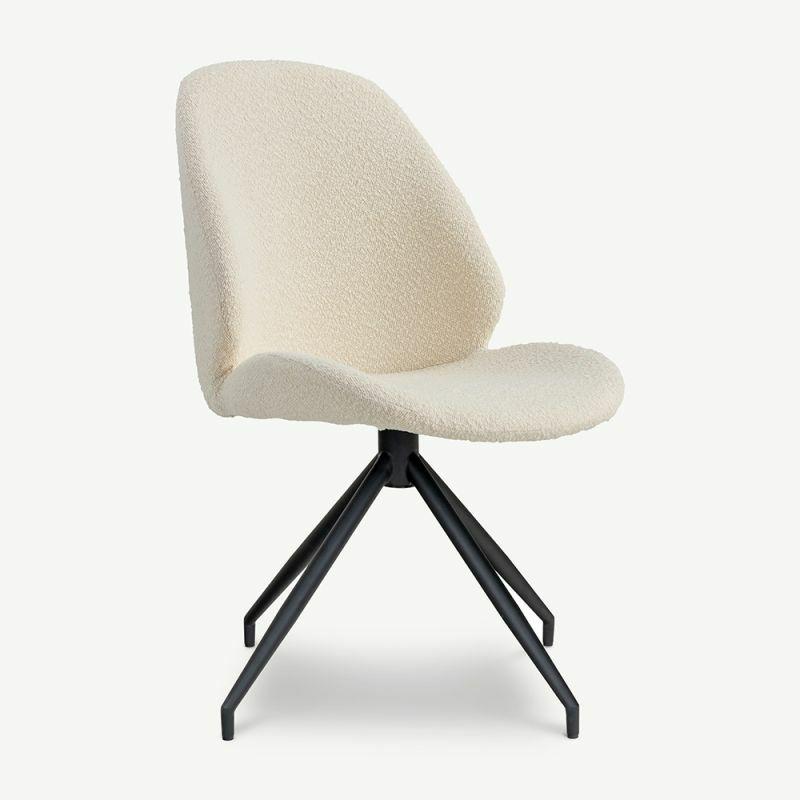 Swivel Chairs |  Kartenn Swivel Dining Chair, White Boucle Boucle Chairs Boucle Chairs