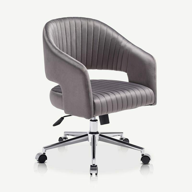 Velvet Chairs |  Constance Office Chair, Grey Velvet & Chrome Chairs Grey