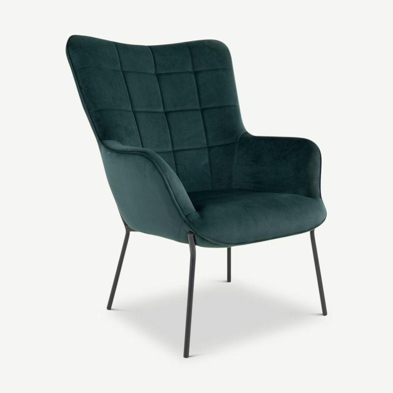 Velvet Chairs |  Dublin Armchair, Green Velvet & Black Armchairs Armchairs