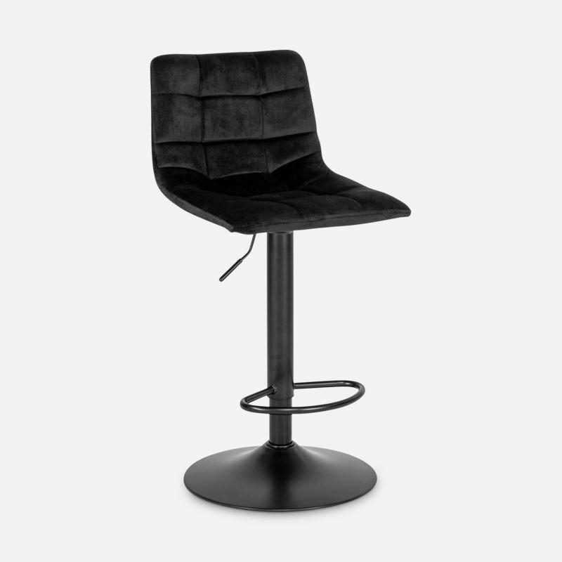 Adjustable Bar Stools |  England Bar Stool, Black Velvet & Black Adjustable Leg Adjustable Bar Stools Adjustable Bar Stools