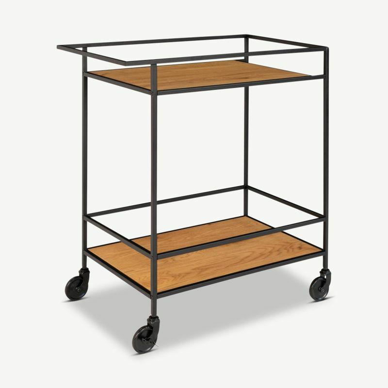 Bar Trolleys |  Vivid Bar Trolley, Oak & Black frame Bar Trolleys Bar Trolleys