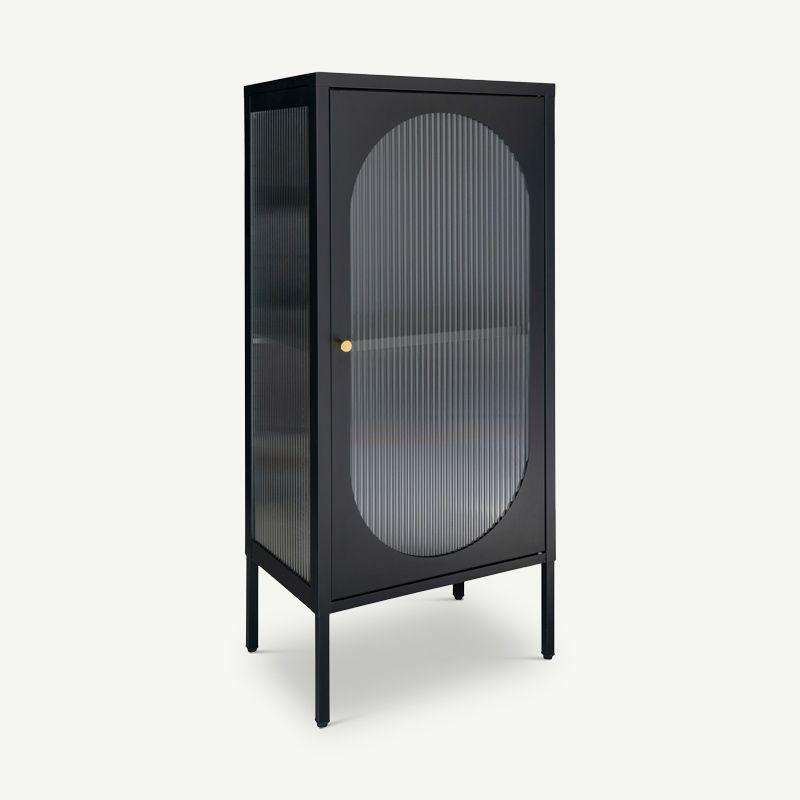 Cabinets |  Hobart Display Cabinet, Black Steel & Glass (small) Cabinets Black